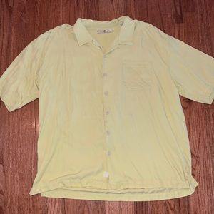 Tommy Bahama 100% Silk Yellow Casual Button Down Lounge Polo Shirt Men’s XXL